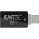 EMTEC - Emtec T260B unidad flash USB 64 GB USB Type-A / Micro-USB 2.0 Negro, Acero inoxidable - ecmmd64gt262b