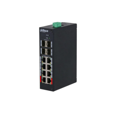 (DH-HS4412-8ET-96) DAHUA SWITCH INDUSTRIAL MANAGED 8 PUERTOS POE 10/100 MBPS + 4 SFP 1000 MBPS UPLINK