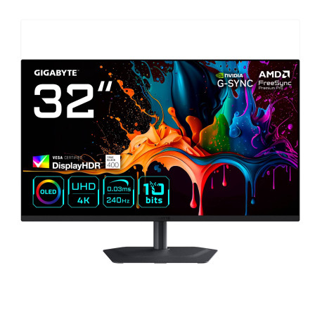 GIGABYTE - GIGABYTE MO32U2 Monitor Gaming OLED 32” 4K UHD - 3840 x 2160, 240Hz