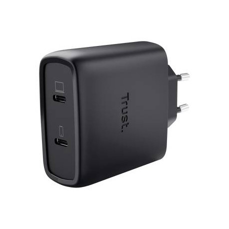 Trust Maxo Cargador GaN USB-C de 2 puertos de 65 W - Negro