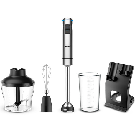 Grunkel BM-1500SET batidora Batidora de mano 1500 W Acero inoxidable, Negro