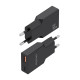 AISENS Cargador Ultra Delgado GaN 30W, 1xUSB-C PD3.0 QC4.0, 1xUSB-A QC3.0, Negro