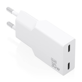 AISENS Cargador Ultra Delgado GaN 30W, 2xUSB-C PD3.0, Blanco