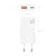 AISENS Cargador Ultra Delgado GaN 30W, 1xUSB-C PD3.0 QC4.0, 1xUSB-A QC3.0, Blanco