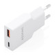 AISENS Cargador Ultra Delgado GaN 20W, 1xUSB-C PD3.0 QC4.0, 1xUSB-A QC3.0, Blanco