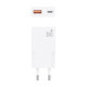 AISENS Cargador Ultra Delgado GaN 20W, 1xUSB-C PD3.0 QC4.0, 1xUSB-A QC3.0, Blanco