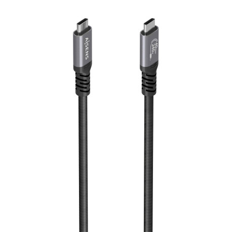 AISENS Cable USB4 Gen3x2 Aluminio 40Gbps 8K@60Hz 5A 48V 240W E-Mark, Tipo USB-C/M-USB-C/M, Negro, 1.5m