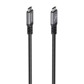 AISENS Cable USB4 Gen3x2 Aluminio 40Gbps 8K@60Hz 5A 48V 240W E-Mark, Tipo USB-C/M-USB-C/M, Negro, 1.0m