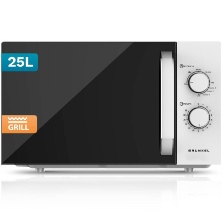 Grunkel MWG-25GRILL microondas Blanco, Negro Microondas con grill Encimera 25 L 850 W