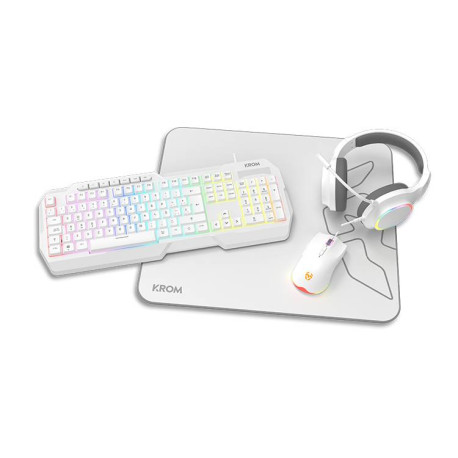 KROM - Krom Kenta 4 in 1 RGB Gaming Kit, Blanco - nxkromkentaspwh