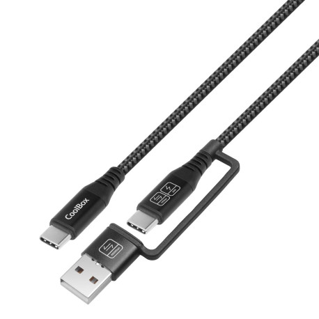 CoolBox CABLE USB-C + A / USB-C DATOS 10GBPS + CARGA RAPIDA 60W