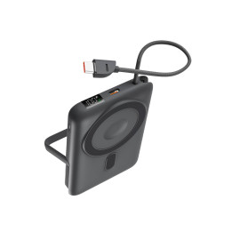 Ksix Powerbank 10.000 mAh, Carga Rápida 22,5W PD, Compatible MagSafe® y AppleWatch®, Soporte integrado, Gris