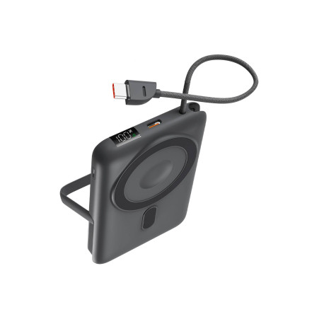 Ksix Powerbank 10.000 mAh, Carga Rápida 22,5W PD, Compatible MagSafe® y AppleWatch®, Soporte integrado, Gris