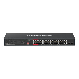 MERCUSYS - Mercusys MS128GP switch Gigabit Ethernet (10/100/1000) Energía sobre Ethernet (PoE) 1U Negro - ms128gp