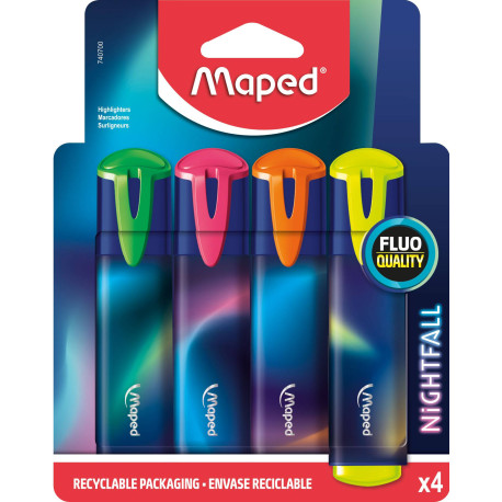 Maped 740700 marcador 4 pieza(s) Punta de cincel Verde, Naranja, Amarillo, Rosa