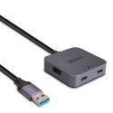 LINDY - Lindy 43388 hub de interfaz USB 3.2 Gen 1 (3.1 Gen 1) Type-A 5000 Mbit/s Negro, Gris - 43388
