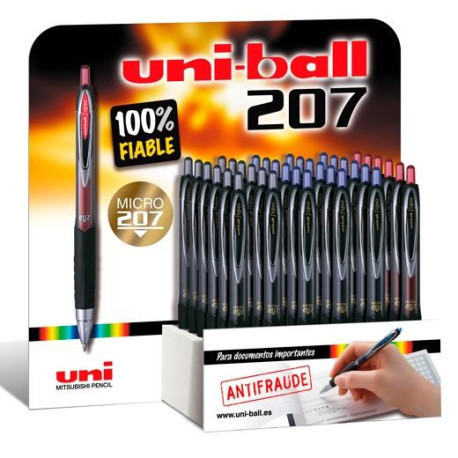 UNIBALL EXPOSITOR ROLLERBALL SIGNO 207/3D RETRÁCTIL ROJO-AZUL-NEGRO -36U-