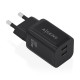AISENS Cargador GaN 65W, 2xUSB-C PD3.0 QC4.0, Negro