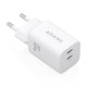 AISENS Cargador GaN 65W, 2xUSB-C PD3.0 QC4.0, Blanco