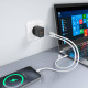 AISENS Cargador GaN 20W, 1xUSB-C PD3.0, 1xUSB-A QC3.0, Negro