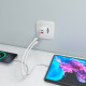 AISENS Cargador GaN 20W, 1xUSB-C PD3.0, 1xUSB-A QC3.0, Blanco