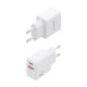 AISENS Cargador GaN 20W, 1xUSB-C PD3.0, 1xUSB-A QC3.0, Blanco