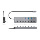 AISENS Hub USB3.2 Gen2 10G USB-C, USB-C/M-4xUSB-A/H+3xUSB-C/H+1xUSB-C/H PD3.0 100W, Gris, 30cm