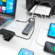 AISENS Hub USB3.2 Gen2 10G USB-C, USB-C/M-4xUSB-A/H+3xUSB-C/H+1xUSB-C/H PD3.0 100W, Gris, 30cm
