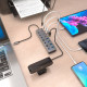 AISENS Hub USB3.2 Gen2 10G USB-C, USB-C/M-4xUSB-A/H+3xUSB-C/H+1xUSB-C/H PD3.0 100W, Gris, 30cm