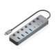 AISENS Hub USB3.2 Gen2 10G USB-C, USB-C/M-4xUSB-A/H+3xUSB-C/H+1xUSB-C/H PD3.0 100W, Gris, 30cm