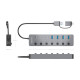 AISENS Hub USB3.1 Gen1 USB-C USB-A, USB-C/M+USB-A/M-4xUSB-A/H+3xUSB-C/H+1xUSB-C/H ALIM., Gris, 30cm
