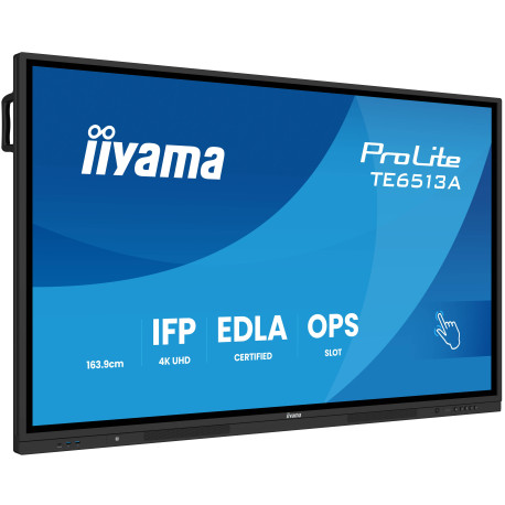 iiyama TE6513A-B2AG pantalla de señalización 163,8 cm (64.5'') Wifi 500 cd / m² 4K Ultra HD