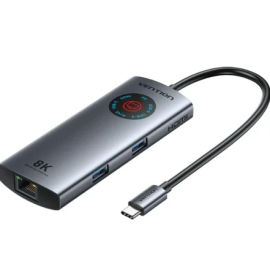 Docking USB Tipo-C Vention TQZHB/ RJ45/ 2xUSB/ 1xUSB Tipo-C/ 1xHDMI/ 1xUSB Tipo-C PD/ Gris