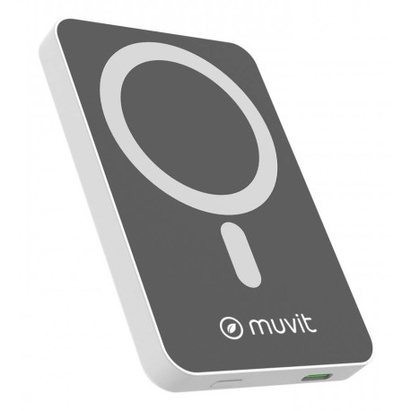 Muvit MCCHP0006 batería externa Polímero de litio 5000 mAh Cargador inalámbrico Gris, Blanco