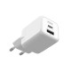 Ksix Cargador de red 30W, GaN, PPS, Power Delivery, Materiales sostenibles, 1 x USB-C + 1 x USB-A, Blanco
