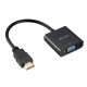 Akasa AK-CBHD15-20BK adaptador de cable de vídeo 0,2 m VGA (D-Sub) HDMI tipo A (Estándar) Negro