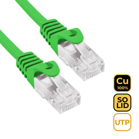 Phasak Cable de Red 100% Cu Cat.6 UTP Sólido Verde 0.25 m - PHK 1952Gr
