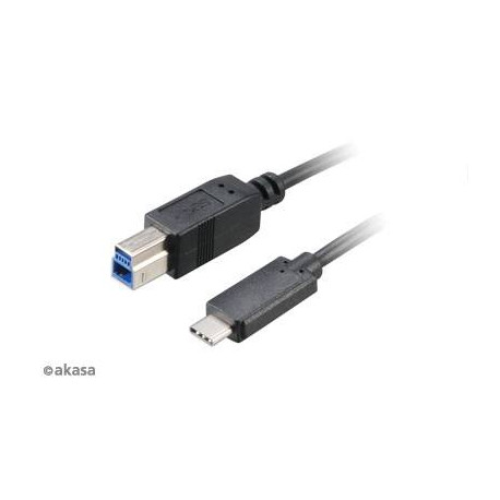 Akasa USB A/B, 100cm cable USB USB 3.2 Gen 2 (3.1 Gen 2) 1 m USB C USB B Negro