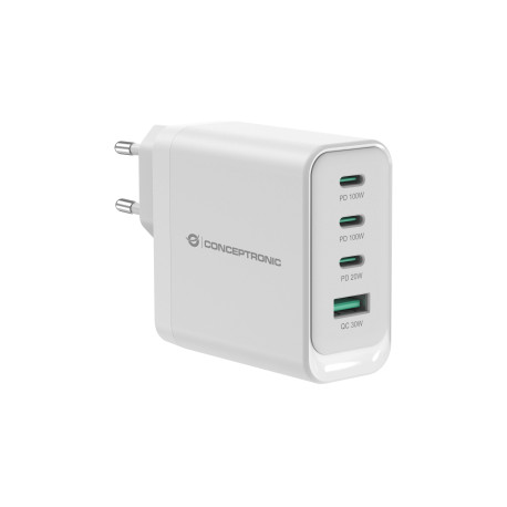 Conceptronic ALTHEA22W100 cargador de dispositivo móvil Universal Blanco Corriente alterna Carga rápida Interior