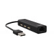 TNB Hub with 3 USB 2.0 ports and RJ45 female port - Black