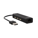 TNB Hub with 3 USB 2.0 ports and RJ45 female port - Black