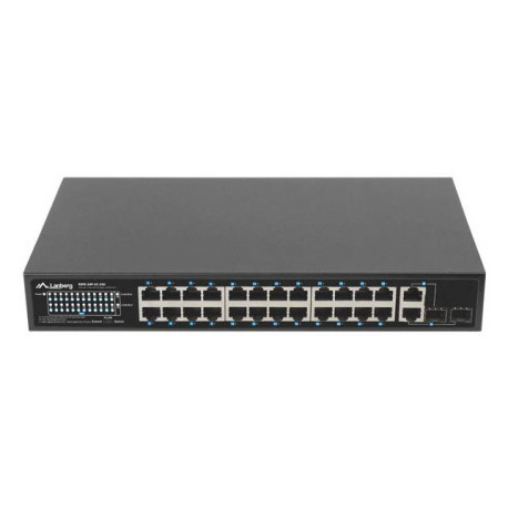 Lanberg RSFE-24P-2C-250 switch No administrado Gigabit Ethernet (10/100/1000) Energía sobre Ethernet (PoE) 1U Negro