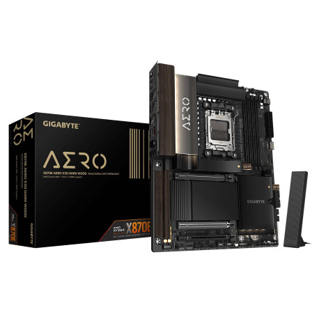 GIGABYTE X870E AERO X3D DARK WOOD Placa Base – Compatible con CPUs AMD