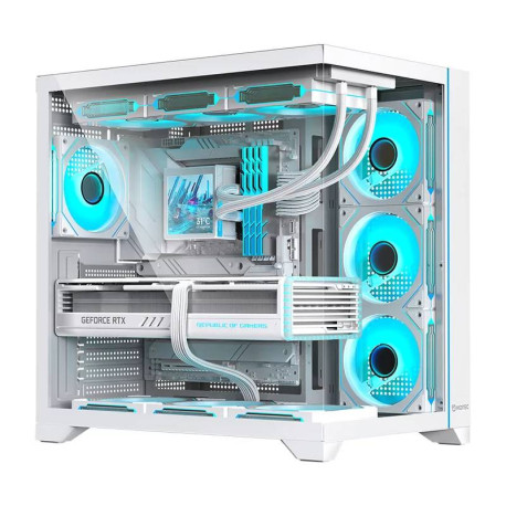 Hiditec H3 PRO Midi Tower Transparente, Blanco