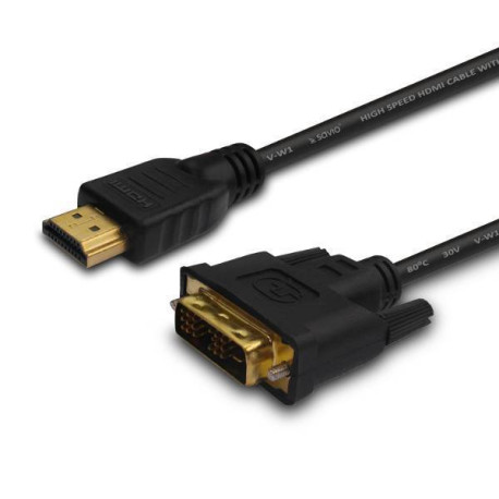 Savio CL-10 adaptador de cable de vídeo 1,5 m DVI HDMI tipo A (Estándar) Negro