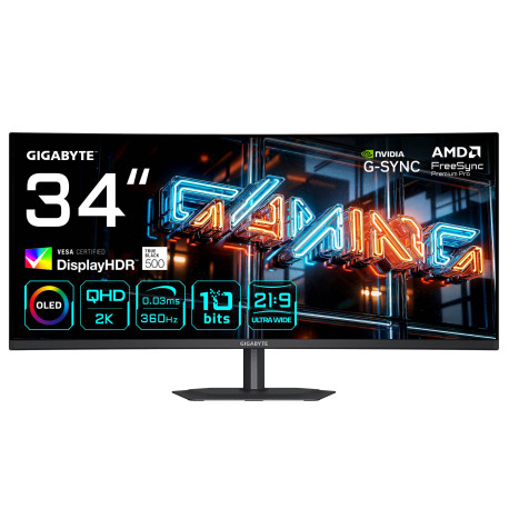 GIGABYTE MO34WQC36 Monitor Gaming Curvo 34” WQHD - 3440 x 1440, 360Hz, 0.03ms