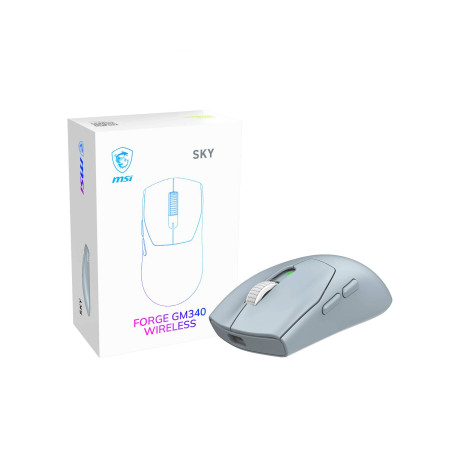 MSI Forge Gm340 Wireless Sky ratón Juego Ambidextro RF Wireless + Bluetooth Óptico 12000 DPI