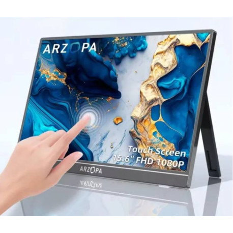 Arzopa A1T pantalla para PC 39,6 cm (15.6'') 1920 x 1080 Pixeles Full HD LCD Pantalla táctil Gris