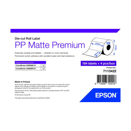 Epson 7113422 etiqueta de impresora Blanco Etiqueta para impresora autoadhesiva