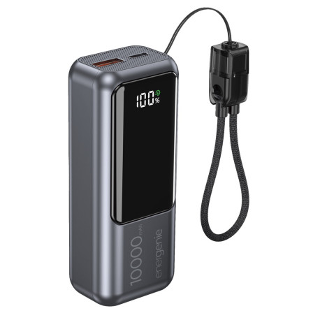 Batería externa compacta de 20 W con carga rápida y pantalla LCD, 10 000 mAh, gris espacial
